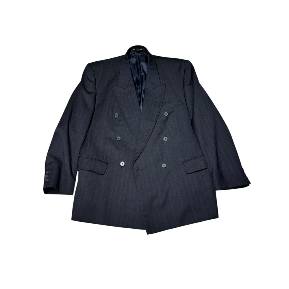 Men's Alexandre‎ of England Black Pinstripe Double Breasted Blazer Jacket 44